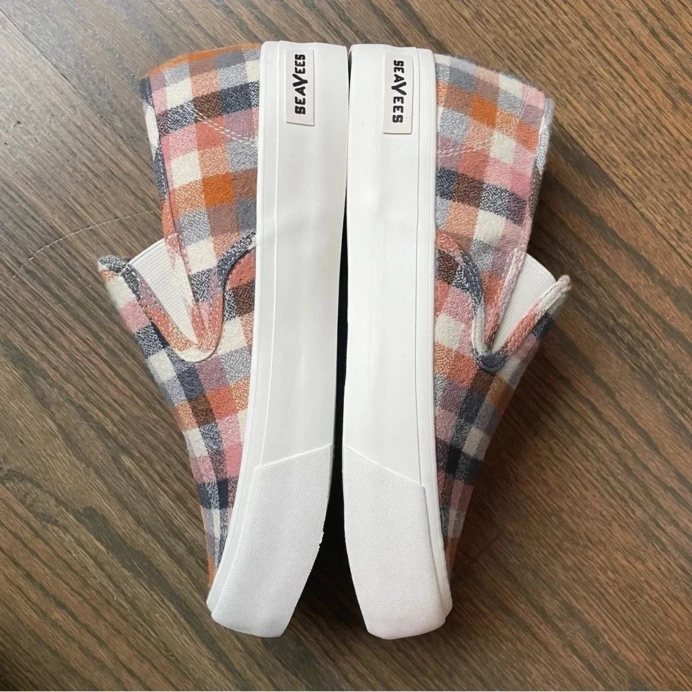SeaVees, Baja Slip On Platform in Chai Check Flannel Women 9